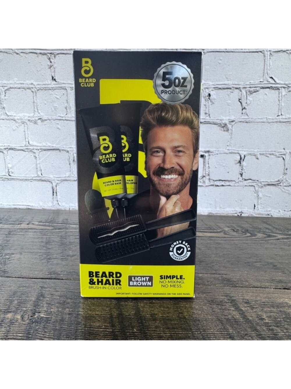 Beard Club Brush-In Color Men 5oz Light Brown New Hair Beard Dye Kit Coverage
